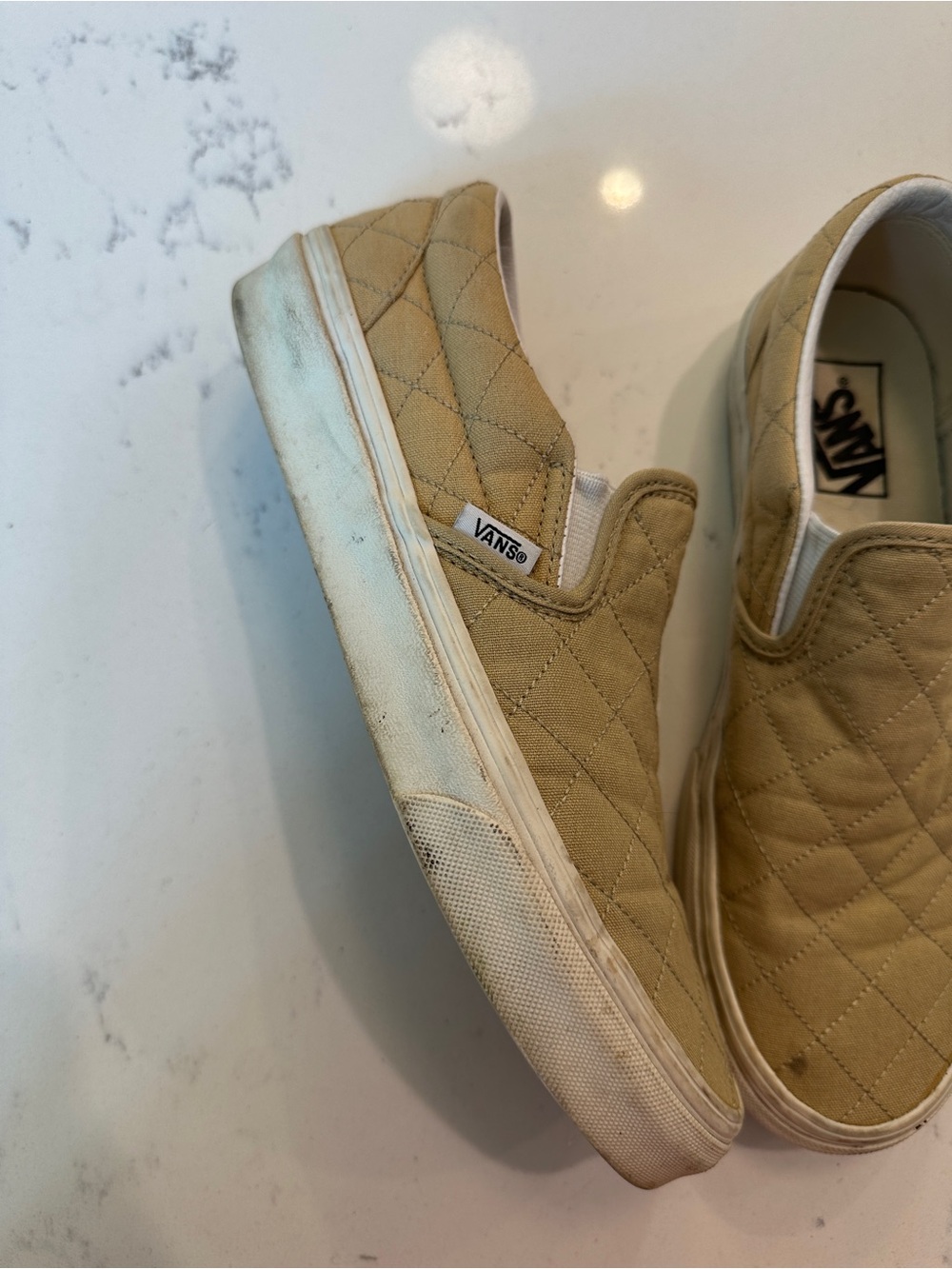 Vans Tan Diamond Pattern Slip On shoes size women’s 9 - Picture 5 of 7